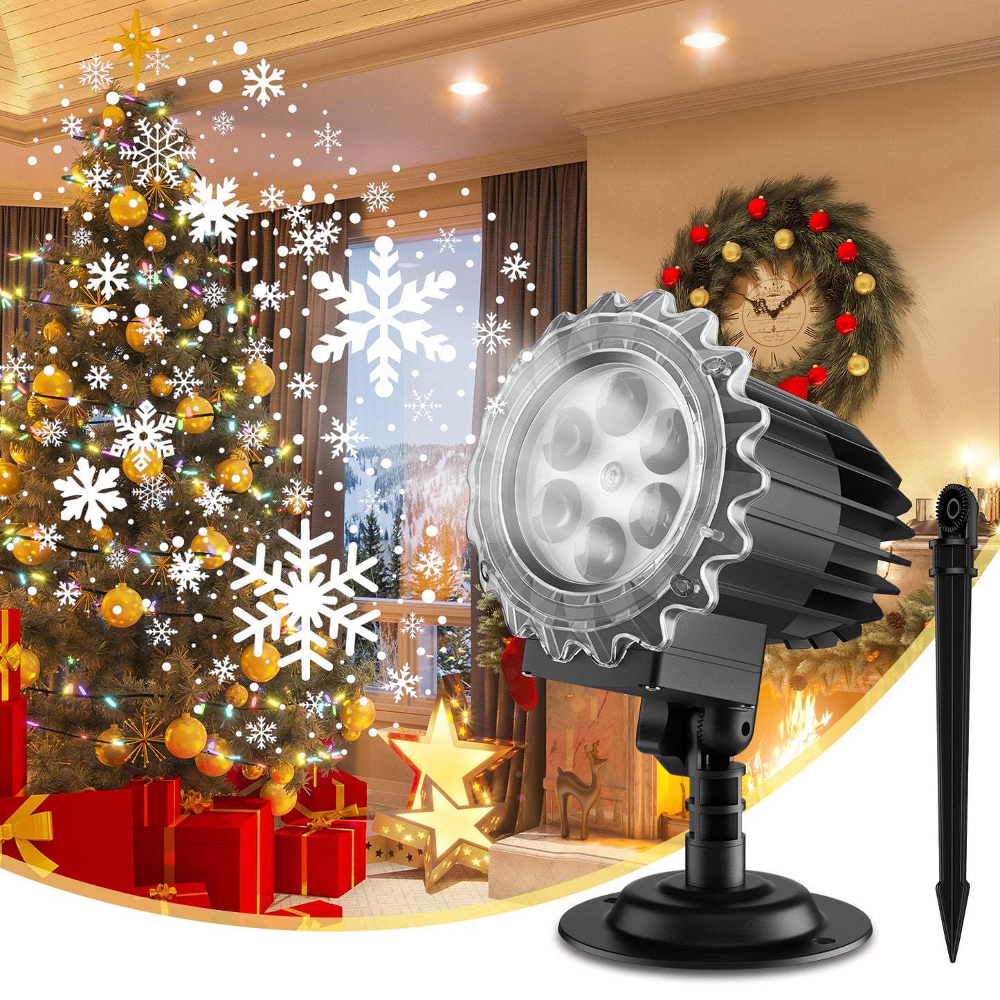 MILPROX Christmas Projector Lights – 2024 Upgraded Double-Tube Snowflake Lamp with 19 HD Replaceable Slides, 3D Ocean Wave & Patterns, Brighter Outdoor Decorations, Weatherproof Holiday Light Show