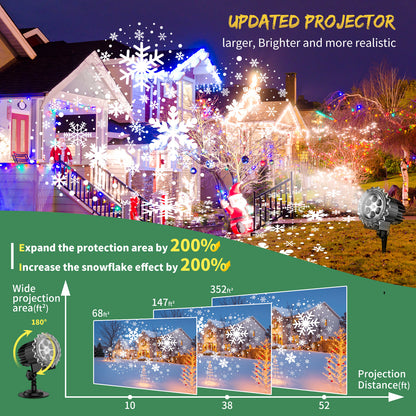 MILPROX Christmas Projector Lights – 2024 Upgraded Double-Tube Snowflake Lamp with 19 HD Replaceable Slides, 3D Ocean Wave & Patterns, Brighter Outdoor Decorations, Weatherproof Holiday Light Show