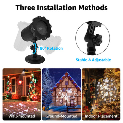 MILPROX Christmas Projector Lights – 2024 Upgraded Double-Tube Snowflake Lamp with 19 HD Replaceable Slides, 3D Ocean Wave & Patterns, Brighter Outdoor Decorations, Weatherproof Holiday Light Show