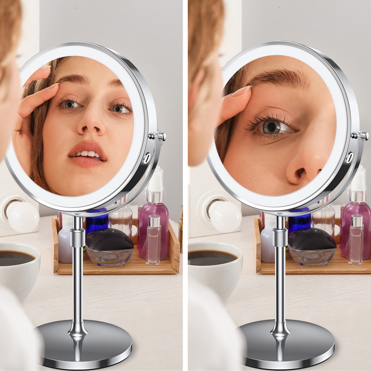 MILPROX 8 Inch Double Sided Cosmetic Mirror With Lights