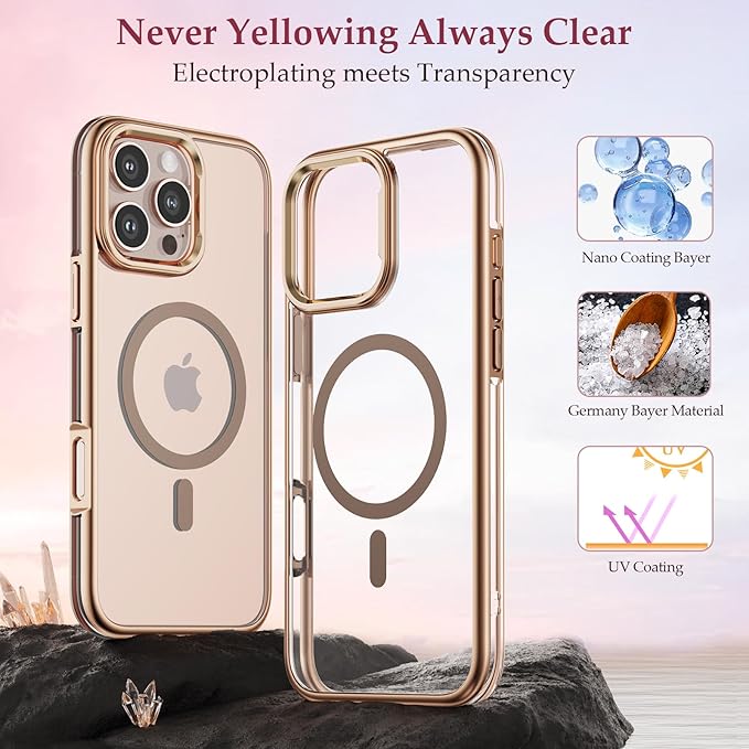 MILPROX Compatible for iPhone 16 Pro Case - Magnetic Electroplated With Screen Protector