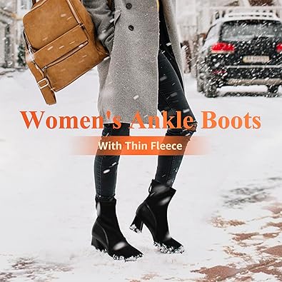 Women’s Square Toe Ankle Boots Low Block Heel Chelsea Boots Back Zipper Comfortable Mid Calf Booties Shoes