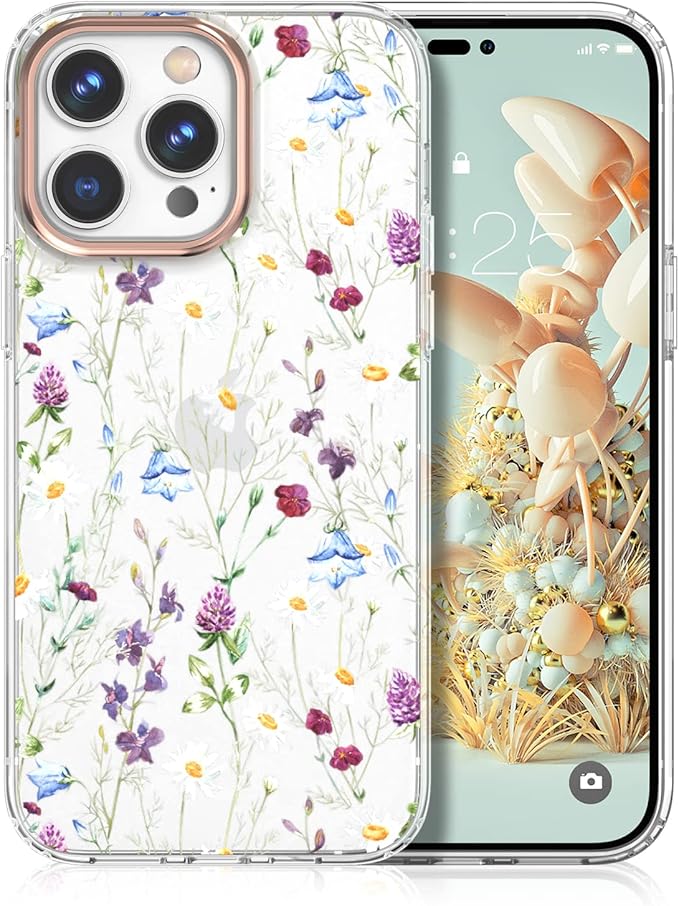 MILPROX iPhone 14 Pro Max Flower Magsafe Phone Case - Shockproof Floral Pattern Hard Back Case