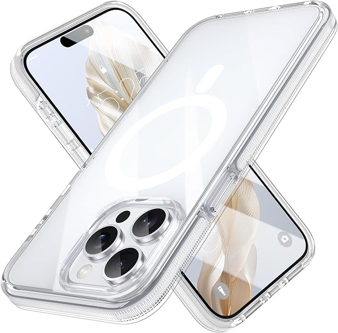 MILPROX Compatible with iPhone 15 Pro Max Case - Clear Transparent Magnetic Design Phone Cover