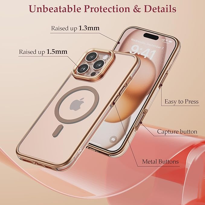 MILPROX Compatible for iPhone 16 Pro Case - Magnetic Electroplated With Screen Protector