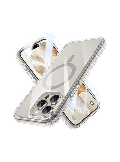 MILPROX Compatible with iPhone 15 Pro Max Case - Clear Transparent Magnetic Design Phone Cover