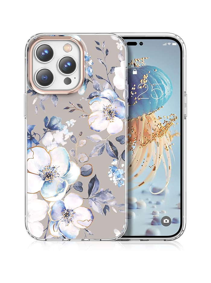 MILPROX iPhone 14 Pro Max Flower Magsafe Phone Case - Shockproof Floral Pattern Hard Back Case