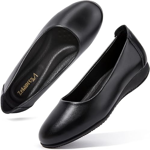 Zelaprox Women's Casual Round Toe Soft Slip On Flats Shoes Ballet Comfort Work Office Shoes Casual Dressy Shoes