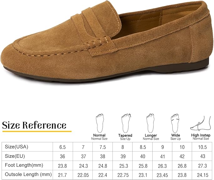 Trakxy Women’s Suede Loafer Shoes Comfortable Flat Penny Loafer Office Shoes Flat Work Shoes