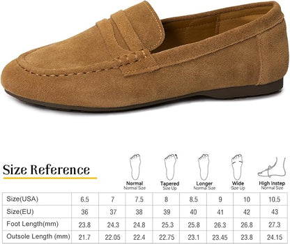 Trakxy Women’s Suede Loafer Shoes Comfortable Flat Penny Loafer Office Shoes Flat Work Shoes