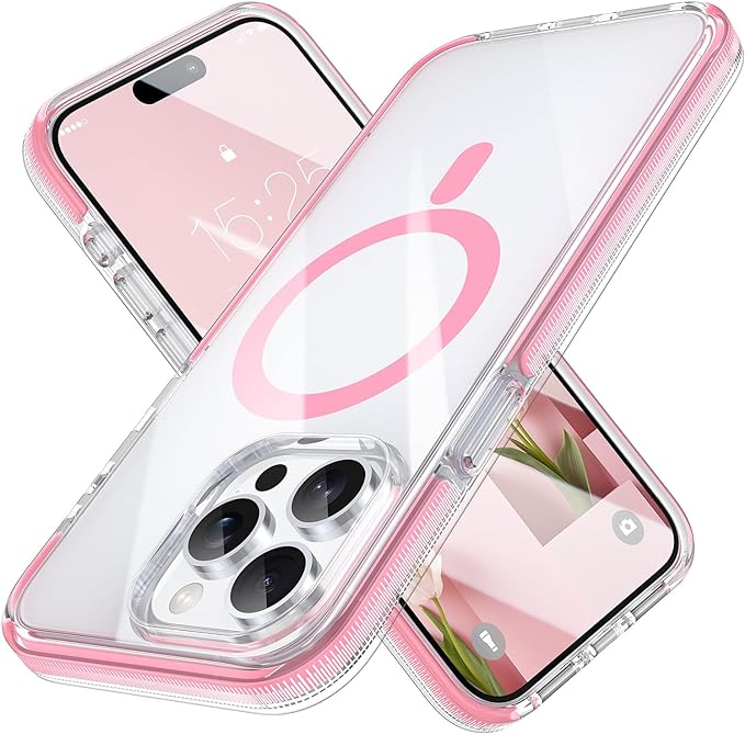 MILPROX Compatible with iPhone 15 Pro Max Case - Clear Transparent Magnetic Design Phone Cover