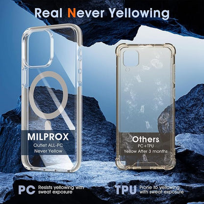 MILPROX Compatible with iPhone 15 Pro Max Case - Clear Transparent Magnetic Design Phone Cover